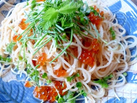 酢橘で旨～い♪明太子といくらのパスタ